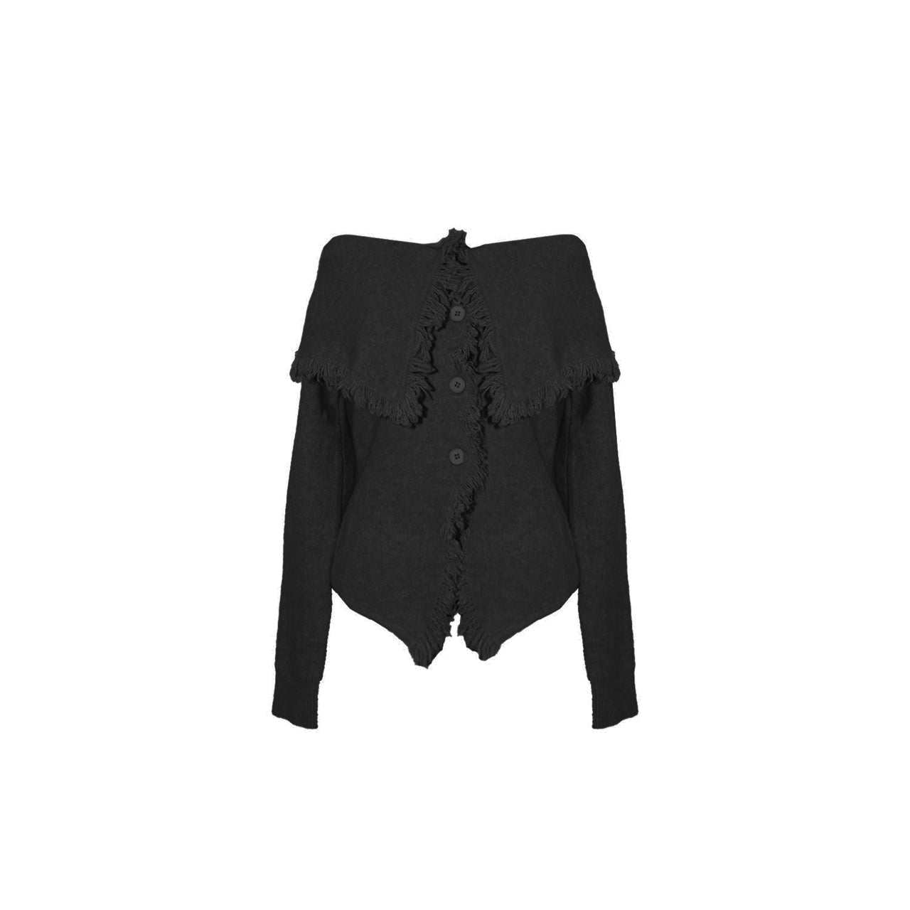 Ragged Off Shoulder Knit Cardigan