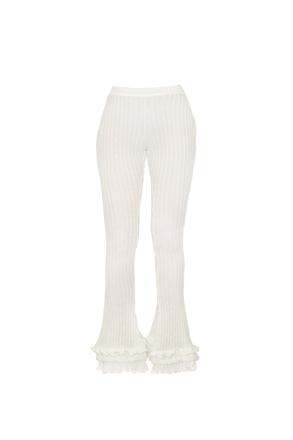 Indulge in luxurious comfort with our Forgive Knit Frill Pants. The soft knit fabric and elegant ruffle detailing create a sophisticated, yet comfortable look. Transform your daily wardrobe into a work of art. Forgive yourself for not owning these sooner.