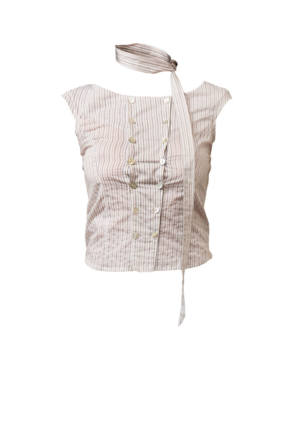 Latte Stripe Tie Shirt
