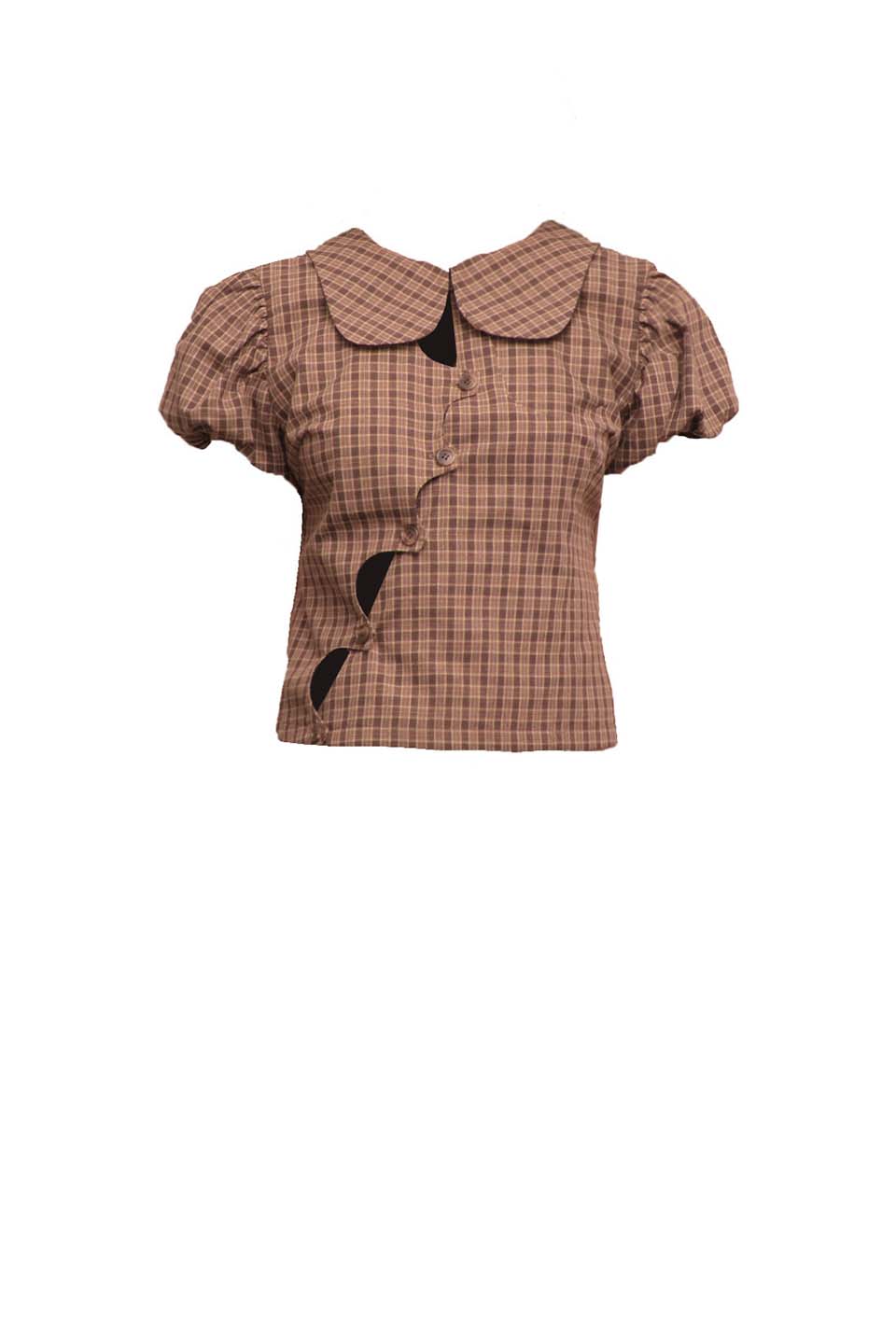 Wavy Carousel Blouse Brown
