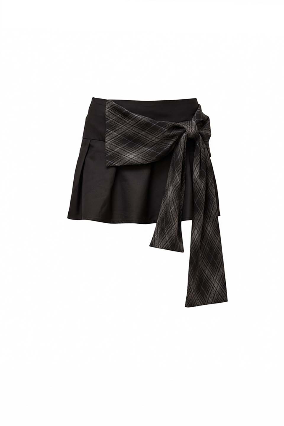 Acorn Ribbon Pleated Skirt Black