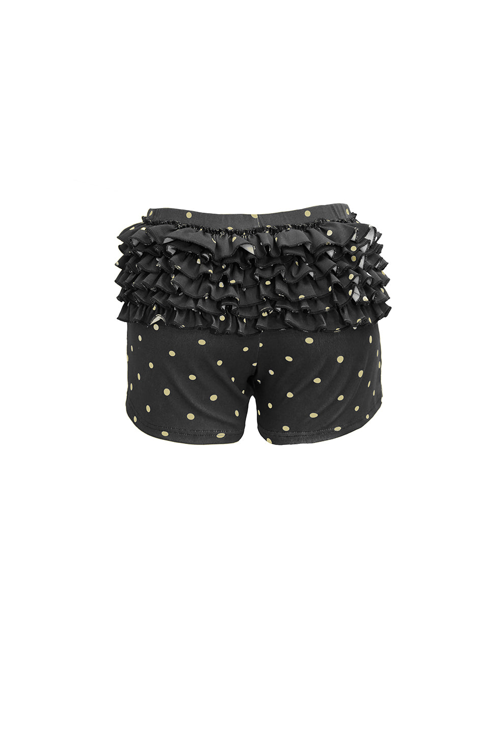 Experience effortless style and comfort this summer with our Black Polka Ruffle Short. Made of soft and stretchy cotton jersey, these shorts feature a timeless black wash and playful tan polkadots all over. The statement ruffle back adds a touch of flair to any outfit. Match them with your favorite tops for a fashionable look that is sure to turn heads.
