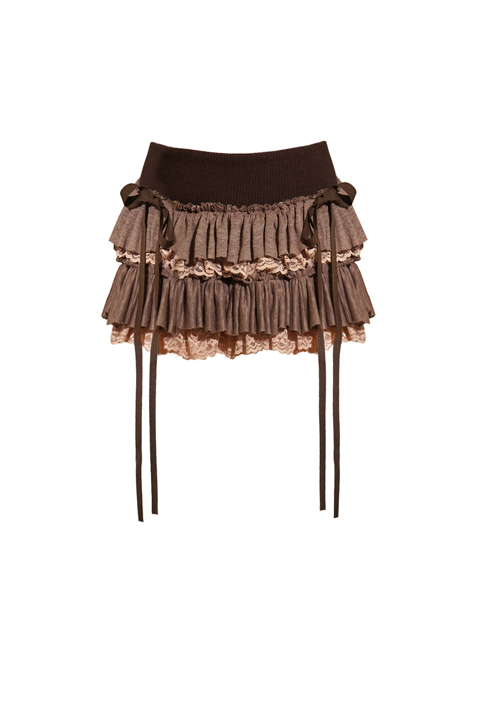 Introducing our Baby Rag Doll Tutu Skirt in Brown.This adorable skirt is made from high-quality wool knit and delicate lace, providing a rich and textured feel that sets it apart from other skirts.The soft pink and brown tones blend beautifully, creating a nostalgic and dreamy look perfect for the fall season.