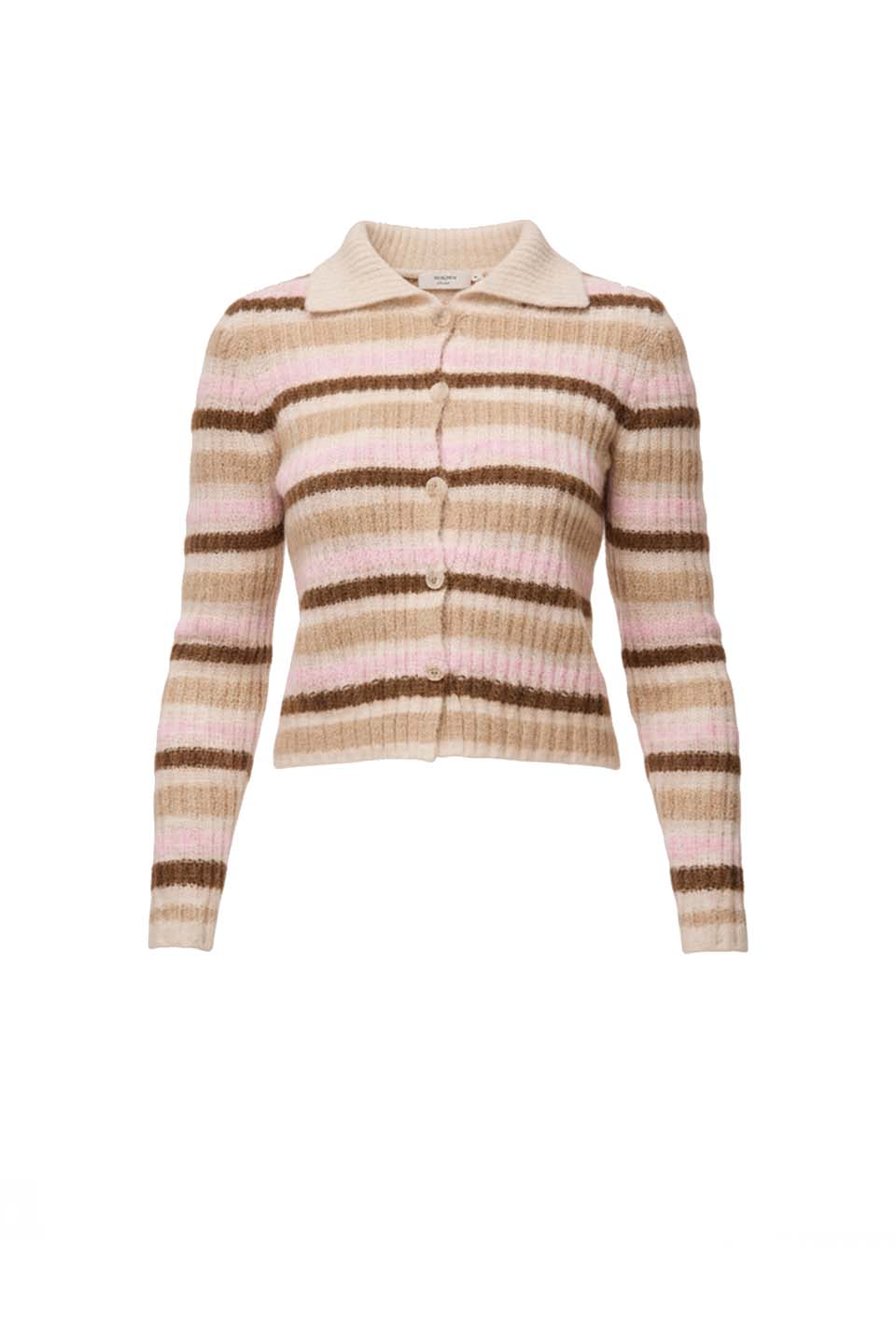 Pink Maple Stripe Knit Cardigan