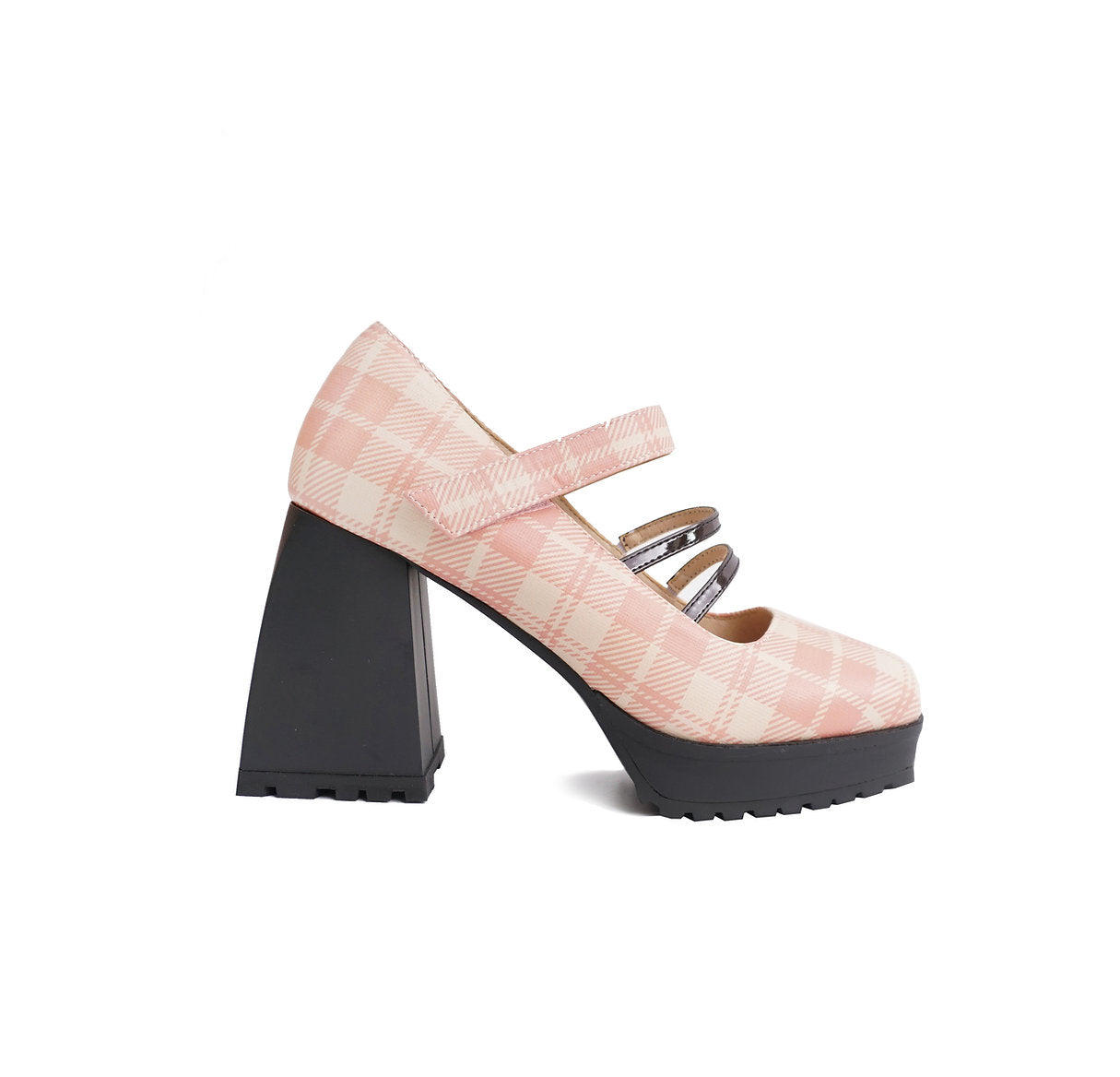 Pink Plaid Mary Jane Heel