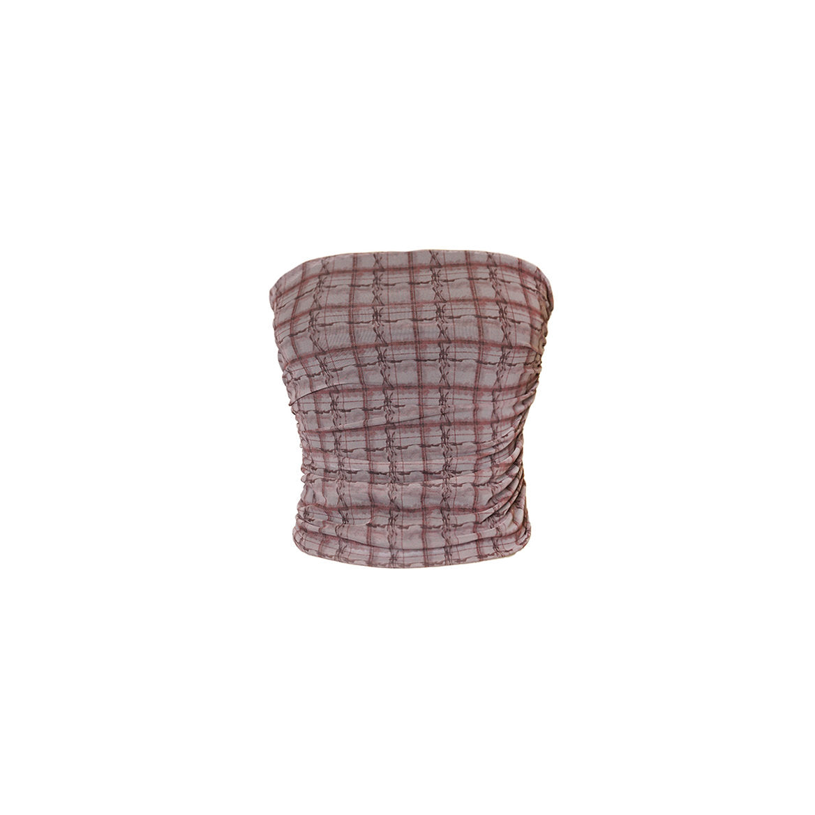 Pink Brownie Checkered Tube Top - Pink Brown