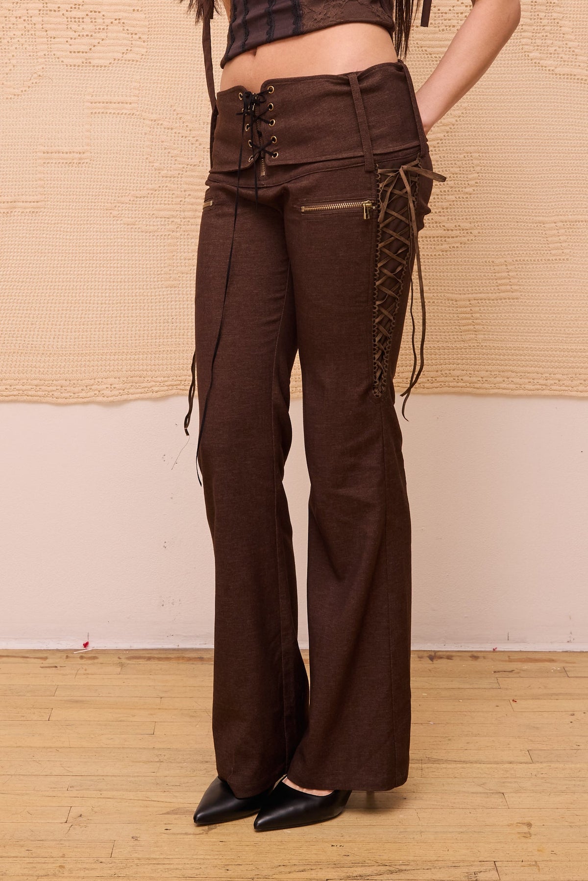 Little Explorer Lace Up Pants Brown