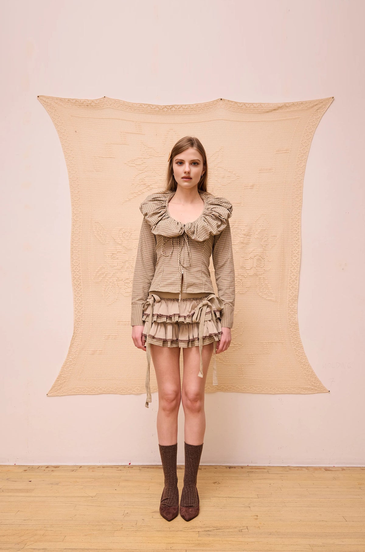 Baby Oatmeal Plaid Tutu Skort