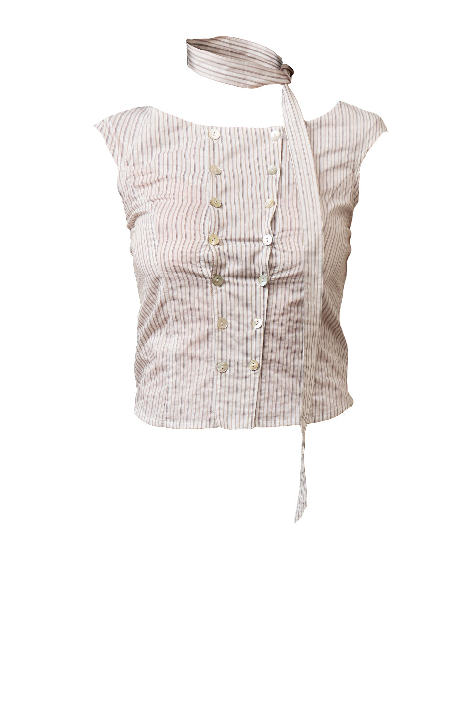 Latte Stripe Tie Shirt