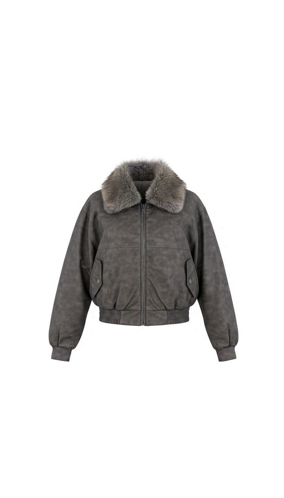 Darker Daring Fur Collar Jacket Gray