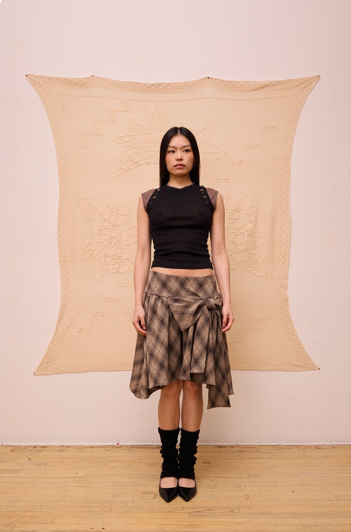 Golden Acorn Ribbon Midi Skirt