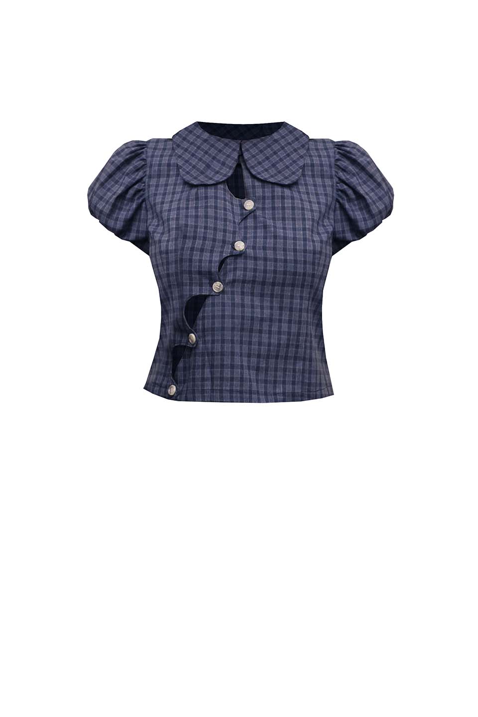 Wavy Carousel Blouse Navy