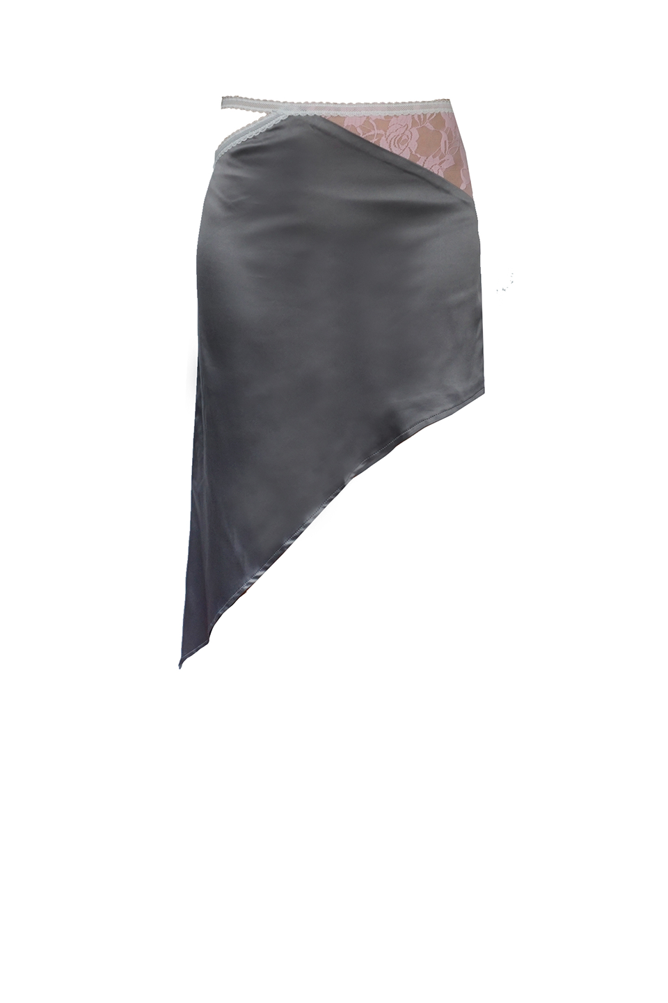 Split Our Way Satin Skirt - Charcoal